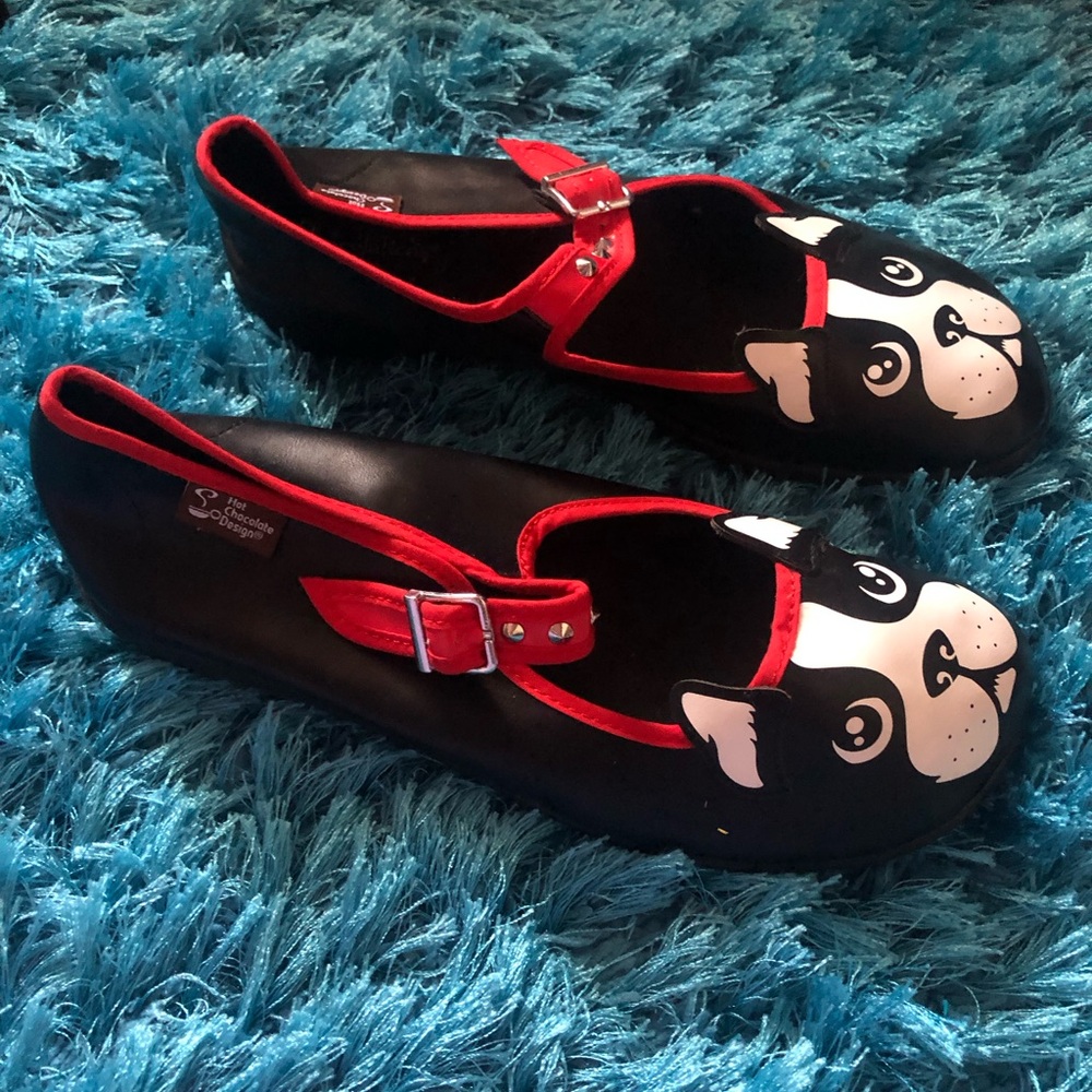 Hot Chocolate Mary Jane Women’s Black and Red Dog Shoes - Picture 2 of 5